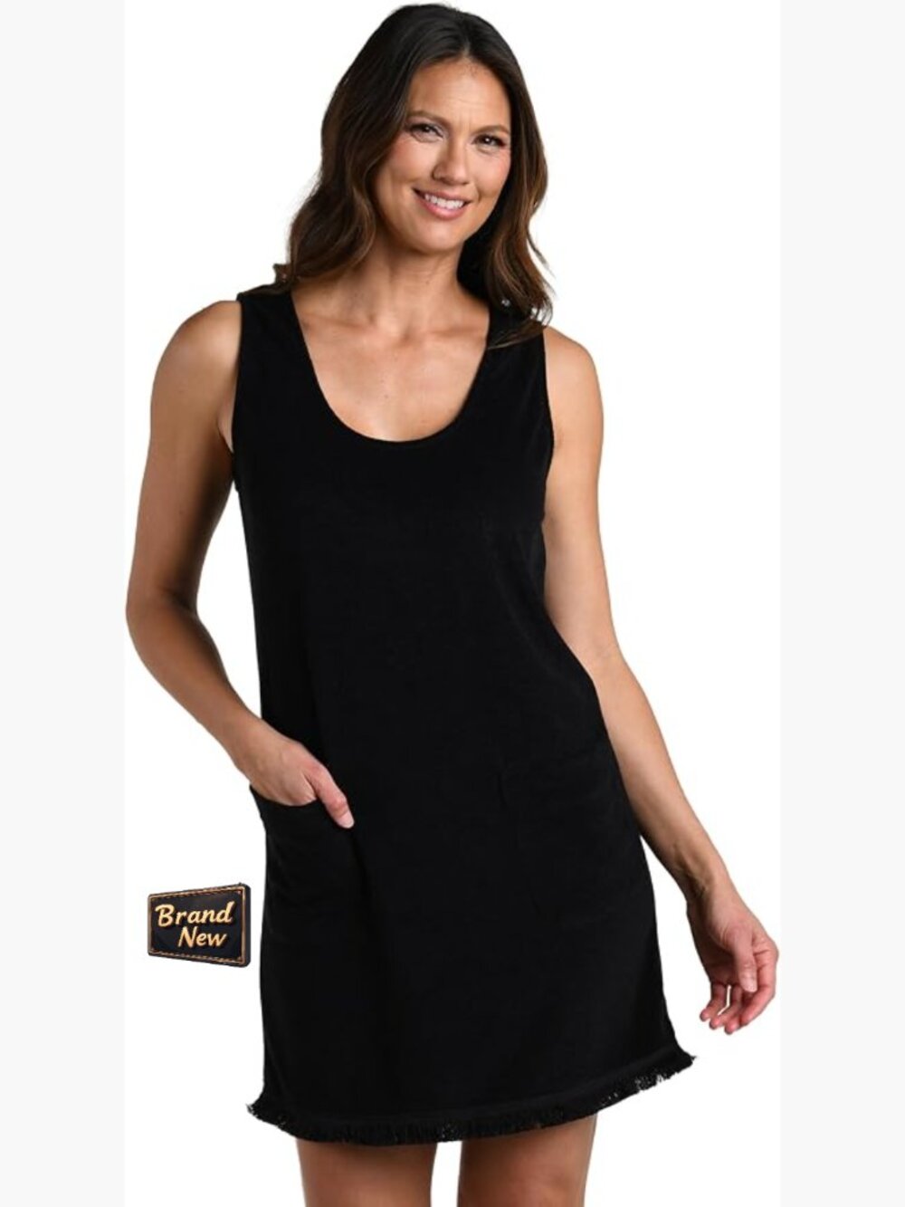 Sleeveless Fringe Hem Cover Up Dress with Pockets